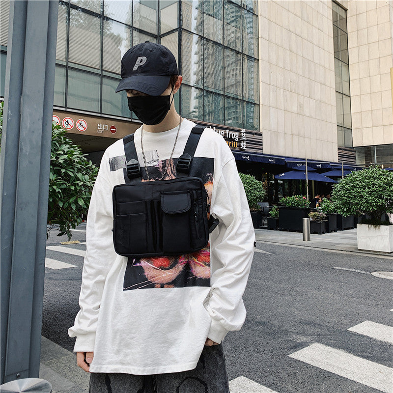 New street trend men's and women's socks puppet app hip hop tactical functional backpack tooling locomotive chest bag harbor style satchel