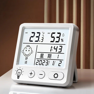 Electronic temperature and humidity meter - high-precision indoor wall-mounted thermometer hygrometer with alarm for home, nursery, and temperature monitoring