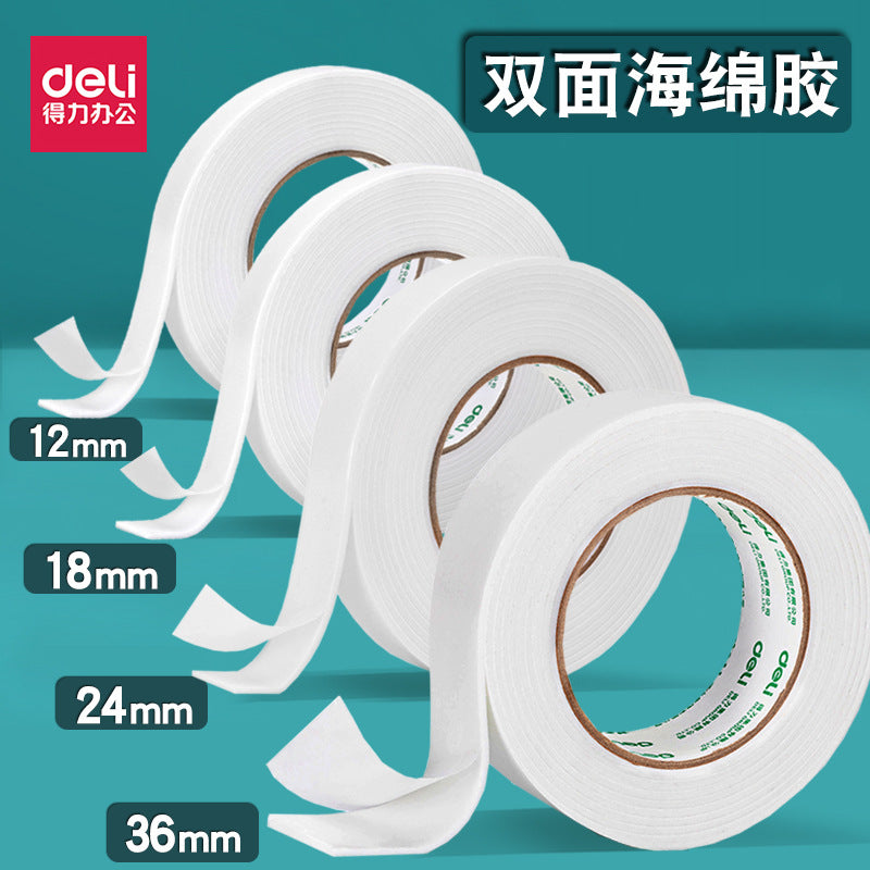 Deli 30410EVA Foam Double Sided Tape 24mm Foam Double Sided Tape Sponge Nameplate Poster Paste Tape