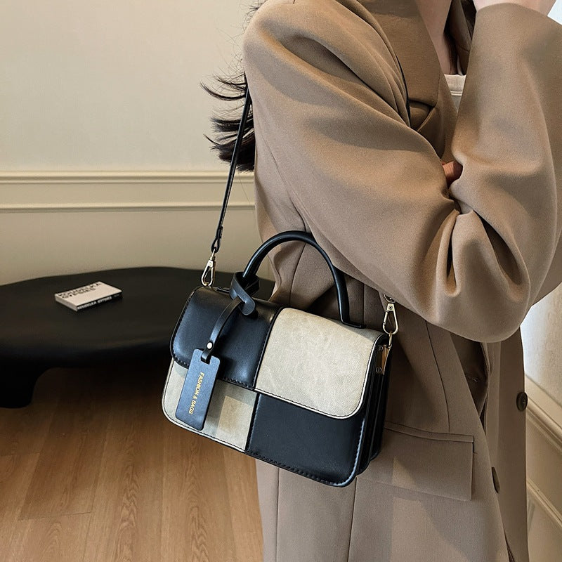 Bag Women's 2025 New Winter Fashion Versatile High-value Women's Bag Splicing Simple Portable Shoulder Bag Crossbody Bag
