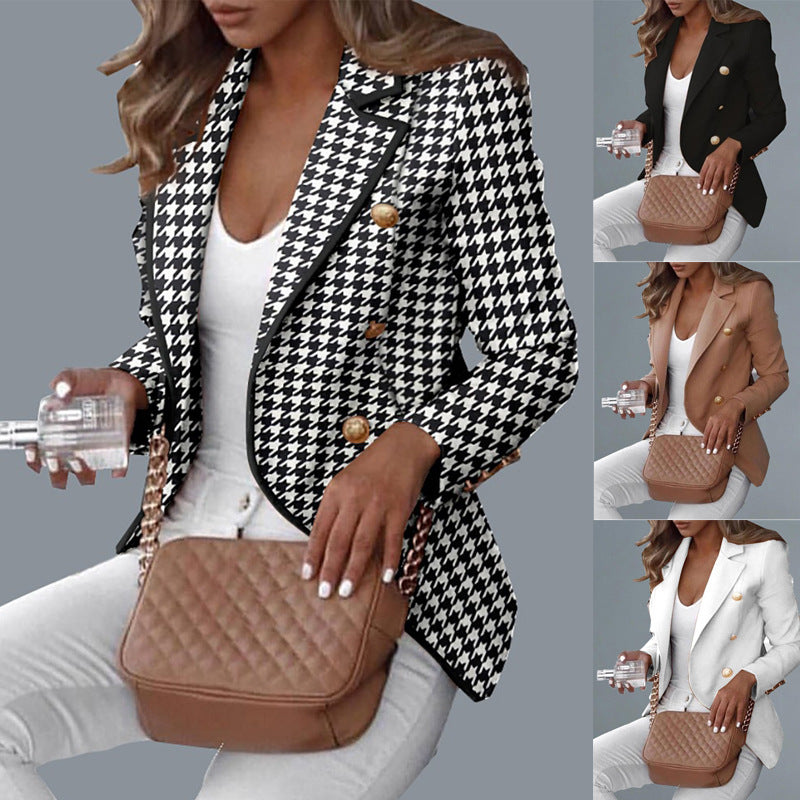 Spot,  , spring and autumn, Europe, America, long-sleeved independent station,  double-breasted small blazer, women