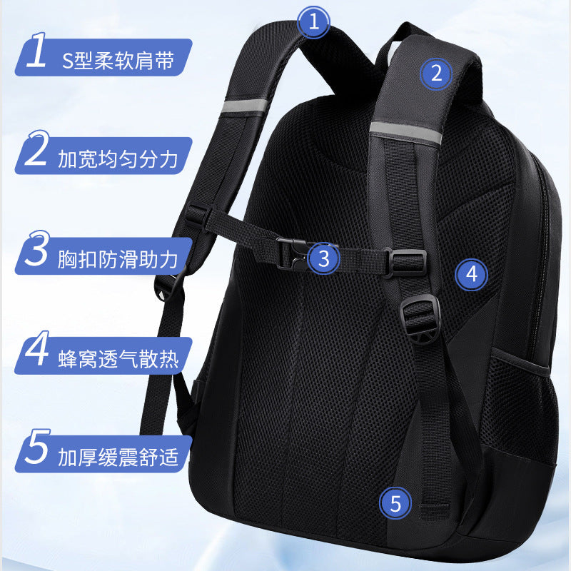 New school bags for primary and secondary school students, boys and girls, junior high school students, large-capacity backpacks, men's burden reduction, good things for school season