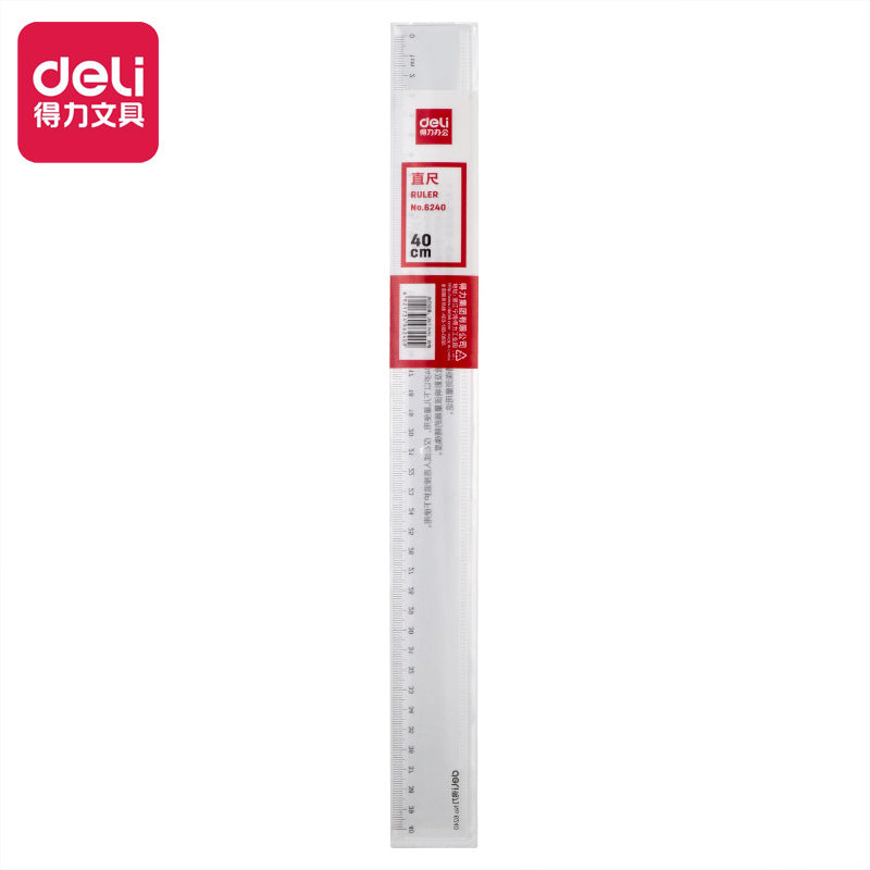 Deli 6240 plastic transparent ruler 40cm ruler 40cm scale ruler wholesale high precision