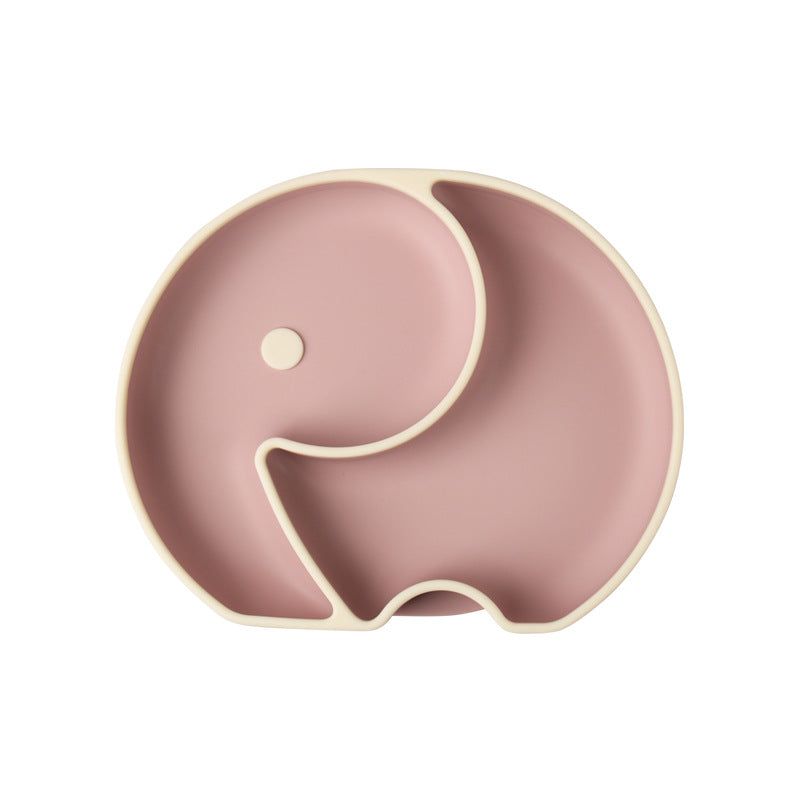 Cross-border baby silicone grid plate two-color plate with lid children's gift silicon feeding tableware set