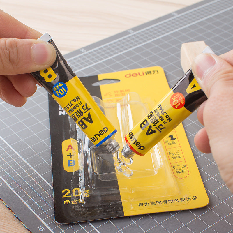 Deli 7148 Superglue AB Glue DIY Adhesive 20g A + B Glue Transparent Metal Mold Universal Glue