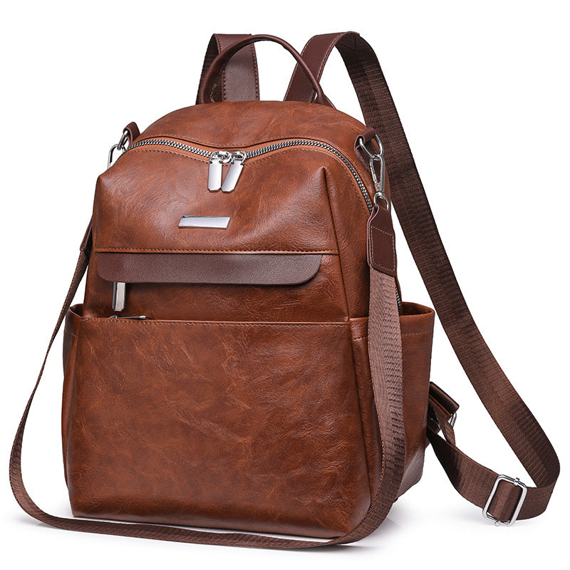 New  contrasting color women's backpack casual large-capacity commuter backpack multi-functional retro portable shoulder bag