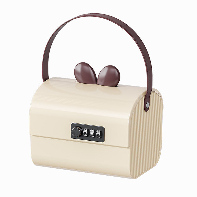 Password lock storage box Plastic children's cartoon deposit box Desktop storage box Large capacity Privacy file storage box