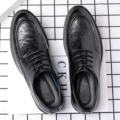 Men's leather shoes - new spring/autumn collection: textured leather, business casual, british style, korean design, perfect for work, groom, and weddings
