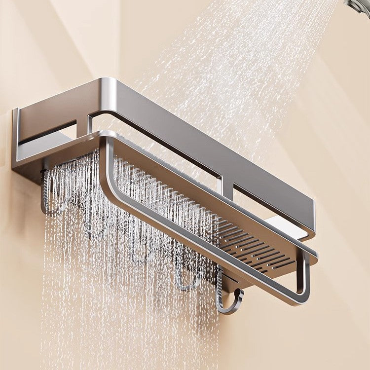 Space Aluminum Cream Wind Toilet Wash Desk Shelf No Punching Toilet Bathroom Toilet Wall Hanging Storage Rack