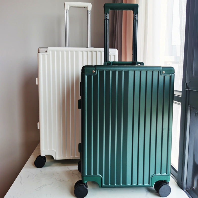 New high-value suitcase female trolley case aluminum frame universal wheel suitcase male student password case 24 leather cases