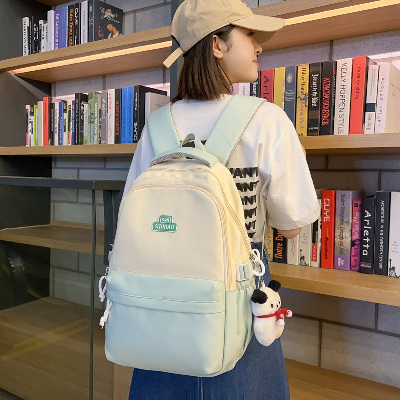 New schoolbag women's Korean version backpack campus style junior high school high school student schoolbag women's simple large-capacity backpack