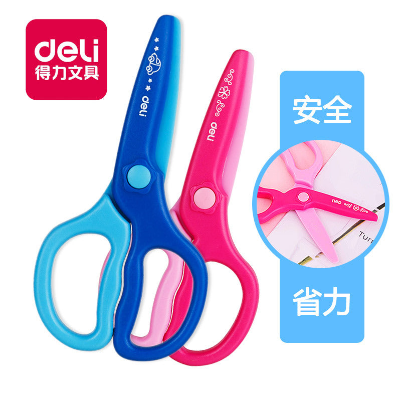 Deli 6067 children's scissors handmade origami plastic scissors student scissors kindergarten paper scissors stationery wholesale