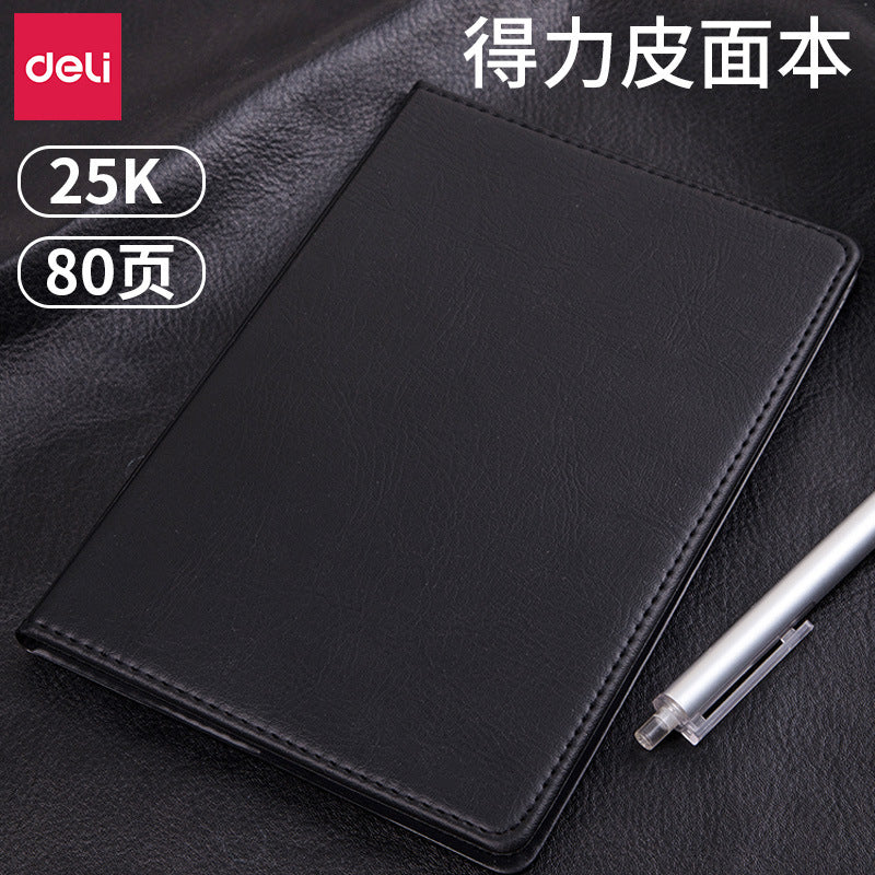 Deli 7901 business leather book super cost-effective 25K notepad notebook PU book 80 pages notebook wholesale