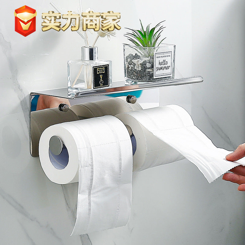 Paper Tissue Holder 304 Stainless Steel Roll Paper Holder Hotel Toilet Paper Tissue Holder Mobile Phone Shelf Toilet Paper Holder Paper Tissue Box
