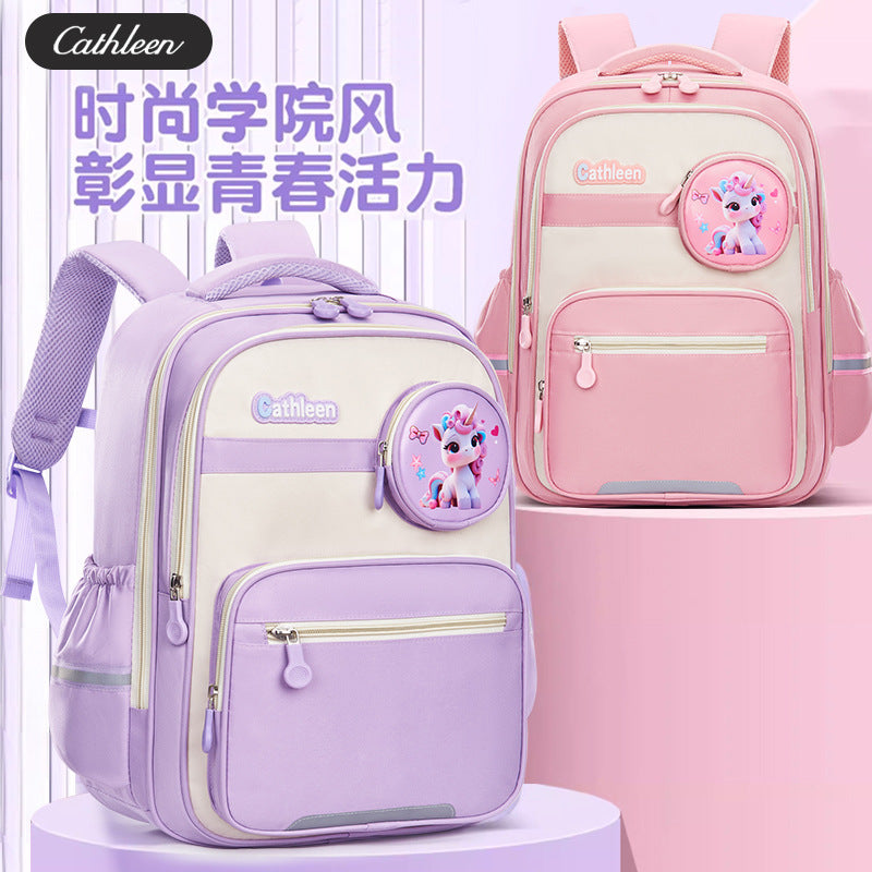 New schoolbag for primary school students, super light burden reduction and large capacity spine protection, male and female children's backpack for grades 3 to 6