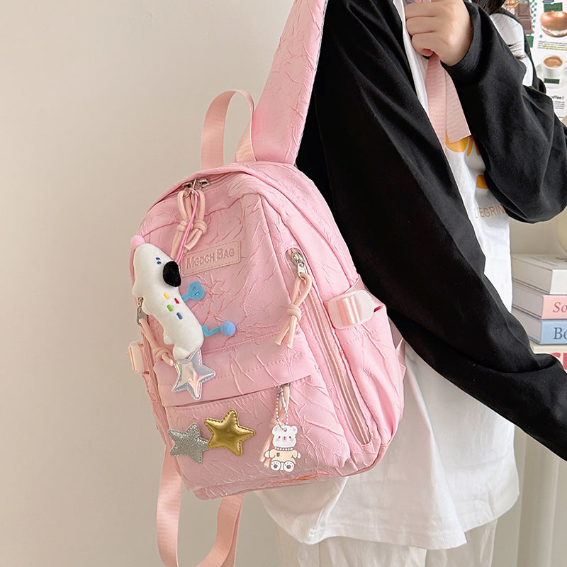 New small schoolbag for girls, simple and versatile for girls, college style, mini backpack, lightweight backpack.