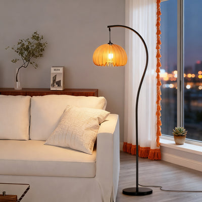 Used floor lamp living room sofa next to casual bedroom atmosphere retro wabi-sabi style corner pumpkin floor lamp