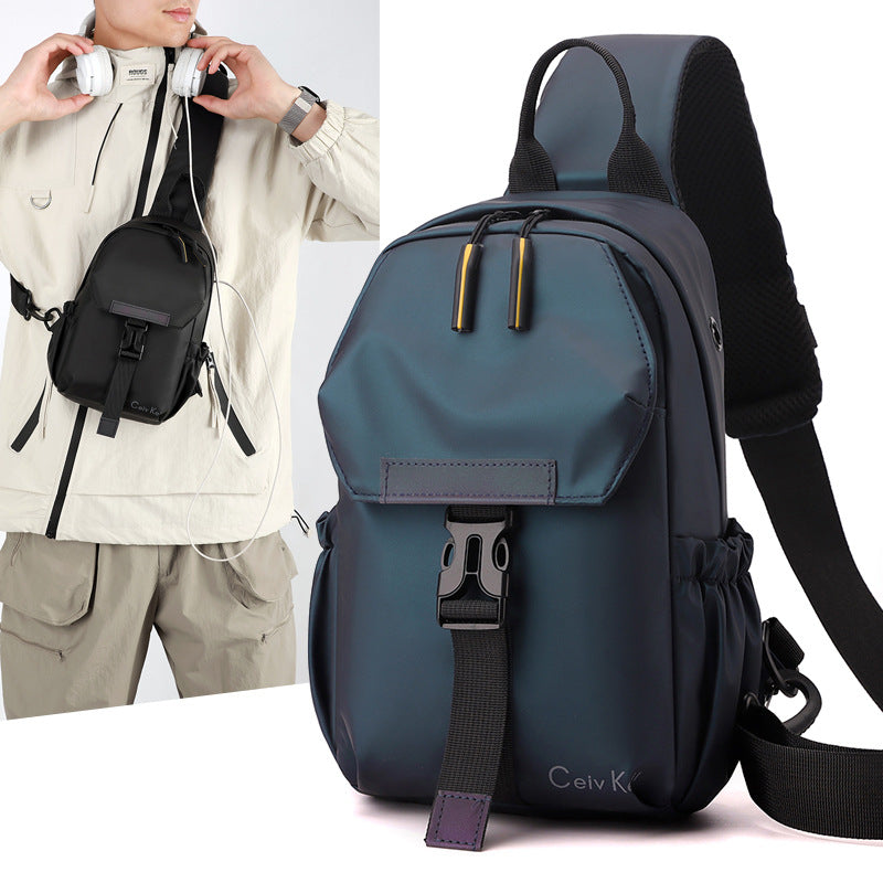 Cross-border wholesale new men's breast bag simple leisure anti-splashing multi-functional bag trendy business travel shoulder bag
