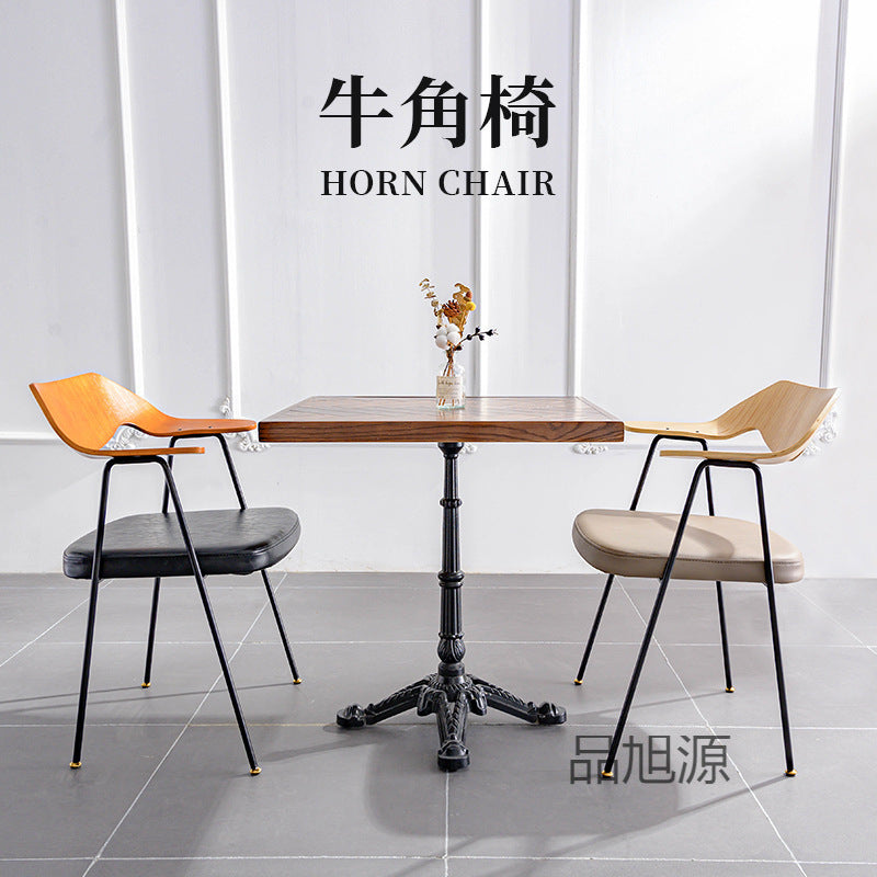 American loft wrought iron dining chair high-end music restaurant retro leather casual back chair cafe creative chair