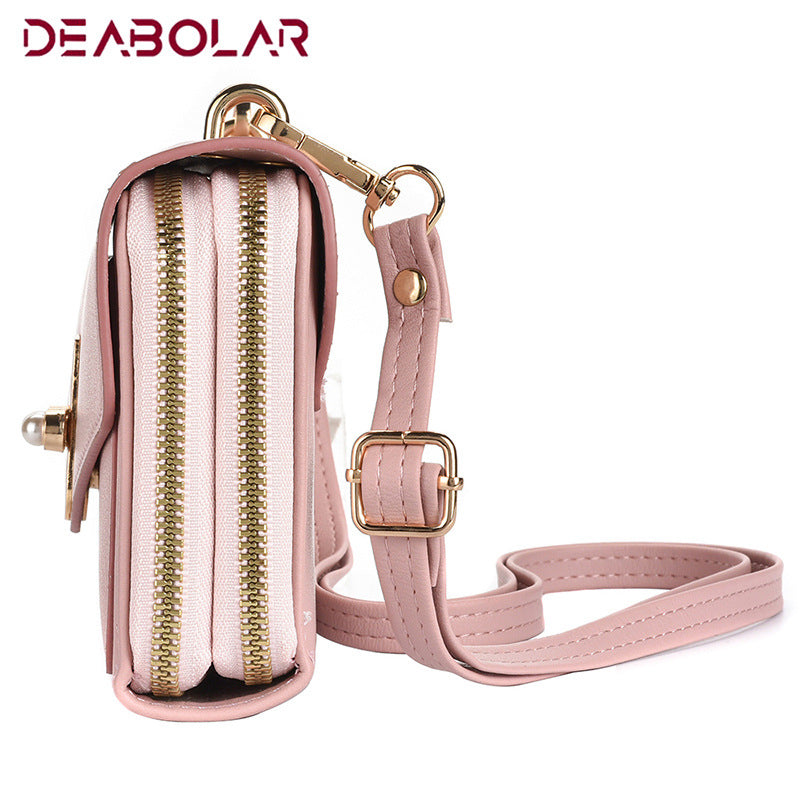 Mobile phone bag new mini messenger small bag Japan and Korea fashion shoulder bag messenger bag double zipper wallet women