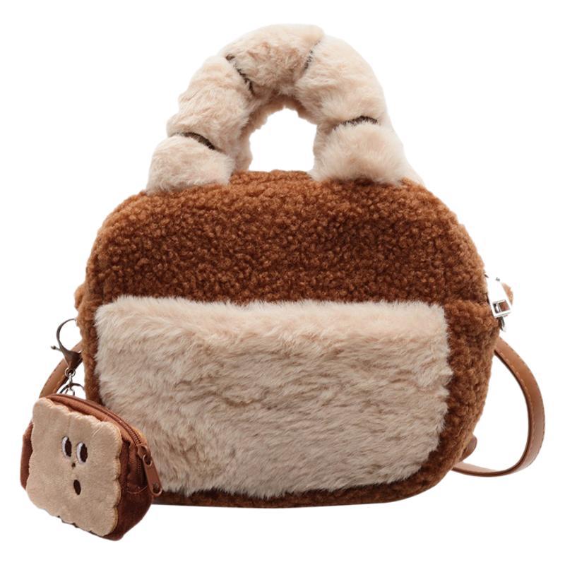 Cute hand carry messenger bag girl cute fluffy shoulder bag removable change bag plush panda bag