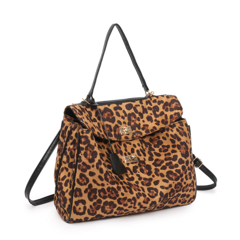 European and American fashion leopard print tote bag, high-end temperament commuter handbag, spring large-capacity casual shoulder bag