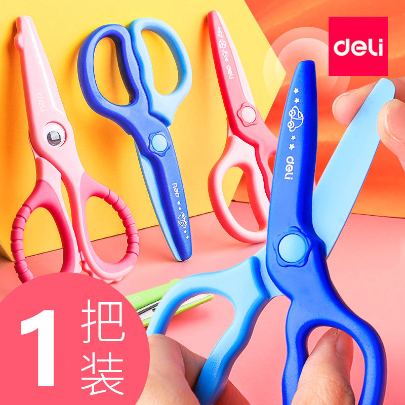 Deli 6067 children's scissors handmade origami plastic scissors student scissors kindergarten paper scissors stationery wholesale
