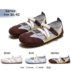 Exportretro mary jane flats women's spring and summer new arrival hidden heel german training shoes soft bottom velcro ballet casual shoes