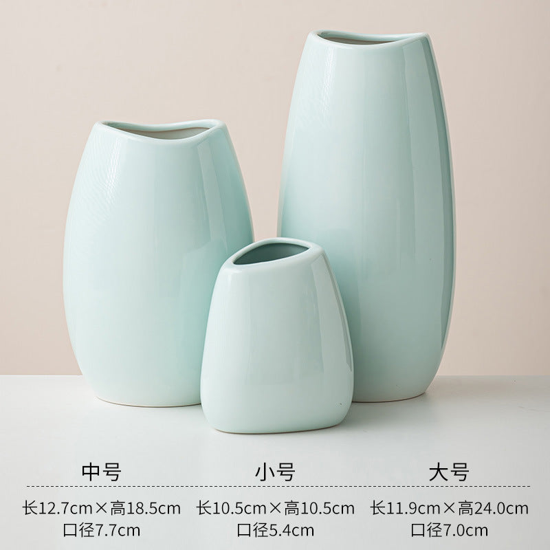 陶瓷花瓶套装摆件家居客厅插花现代花器三件套白色花瓶装饰摆设