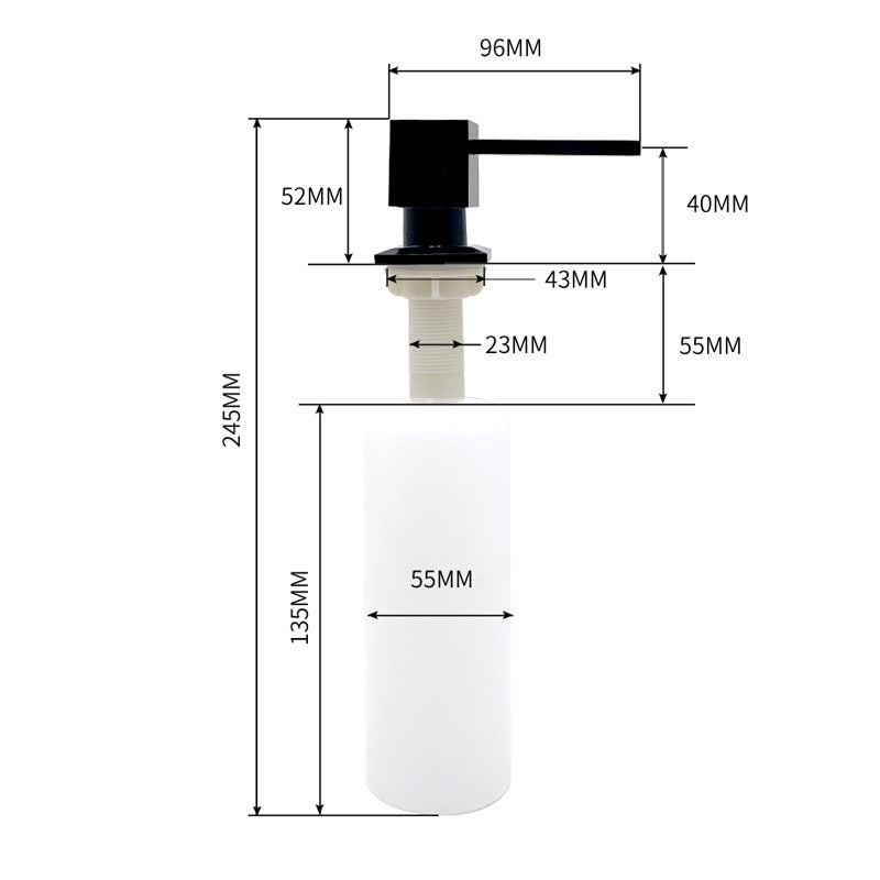 Square head soap dispenser, zinc alloy sink for kitchen sink, detergent, large capacity vegetable basin press