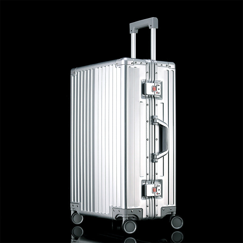 New customized all-aluminum alloy suitcase, metal trolley case, Jiaxing suitcase, universal wheel password case, boarding case.