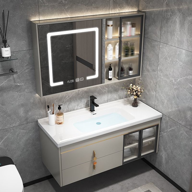 陶瓷一体盆浴室柜组合现代轻奢小户型洗手池洗脸盆卫生间洗漱台柜