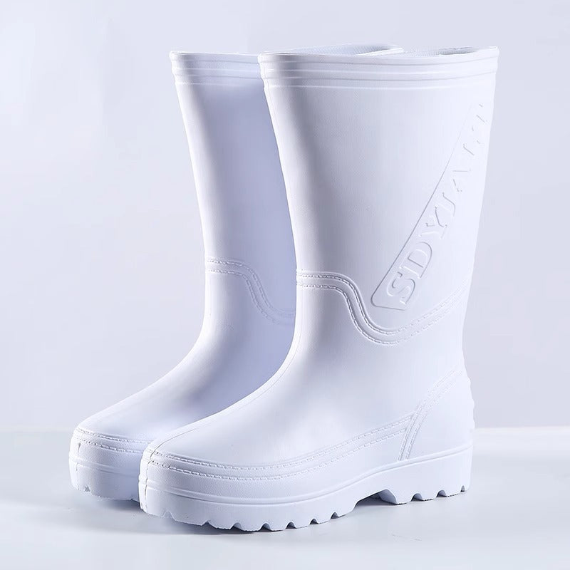 雨靴防滑耐油高筒棉水鞋加绒食堂厨房工厂专用EVA白色食品卫生靴