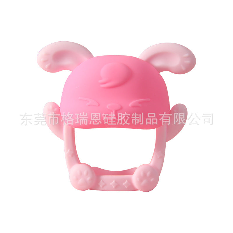 Cross-border new toothpaste baby hand guard toothpaste, silicone rabbit toothpaste, hand grab soothing toothpaste can be boiled in stock