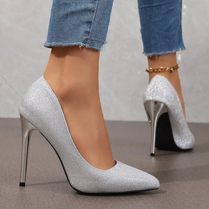 export plus size silver stiletto heels women's high heels new wedding shoes bridal shoes wedding dress engagement shoes