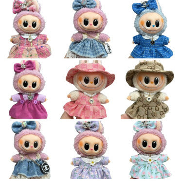 Labubu doll clothes labubu 17cm doll cute dress up one, two, three instead of suitstuffed toys