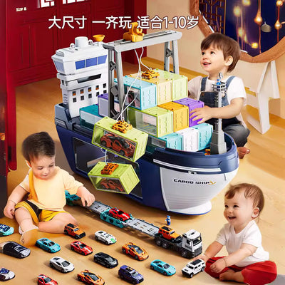 Extra-large ship kids toy set - deluxe cruise liner transporter with container cars - new cross-border product