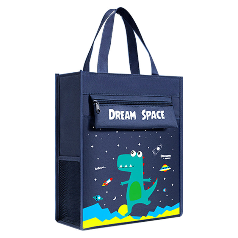 Student tutoring bag animation cartoon large capacity pencil bag primary school student tote bag canvas nylon multi-functional tutoring bag