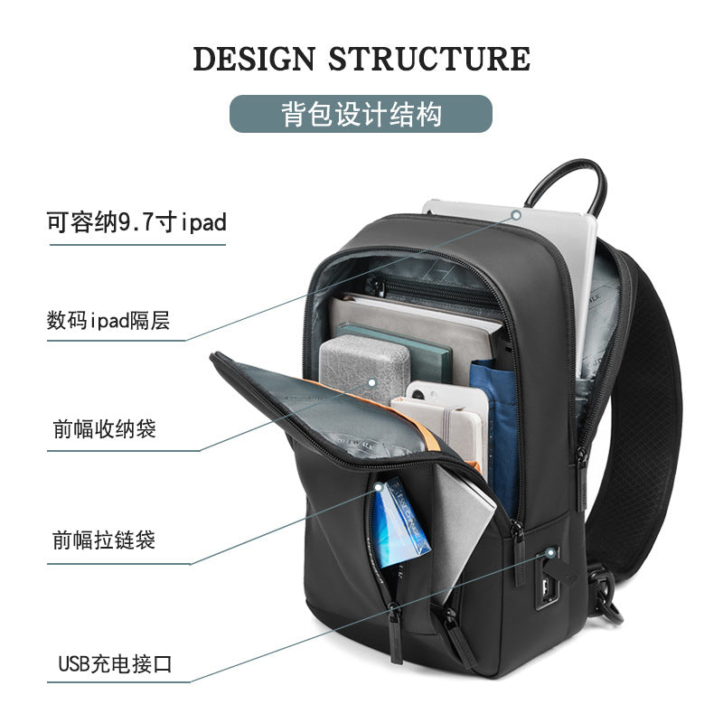 Customized shoulder bag men's satchel business small backpack multifunctional breast bag men's messenger bag chest bag