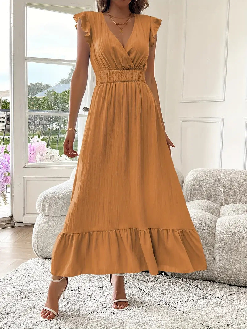 Spot 2025 European and American   new women's clothing long summer short-sleeved dress independent station