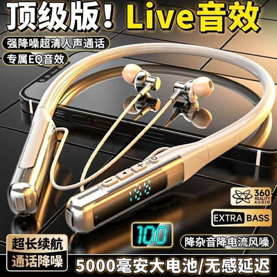 2025 new bluetooth neckband earphones - in-ear, sports & esports, ultra-long battery life, deep bass, noise cancelling, universal compatibility, vivid sound