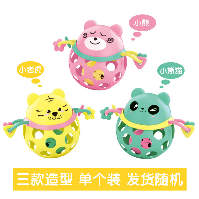 Cross-border baby hand rattle toy 0-3-6-December baby educational hand ball toy, animal soft glue toothpaste