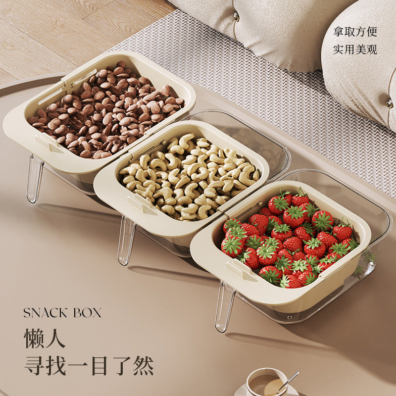 Retractable fruit plate, living room tea table, snacks, candy, fruit sub-plate, candy box, melon seeds, dried fruit storage box, household use