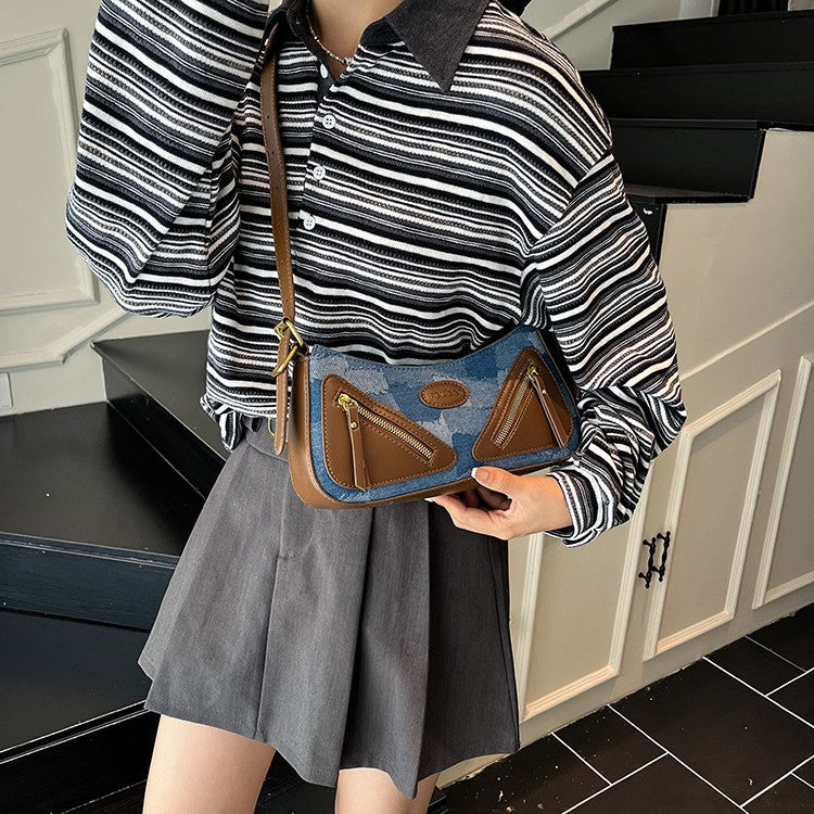 Cross-border 2025 new fashion baguette bag women's shoulder bag to work commuter messenger bag versatile bag retro style