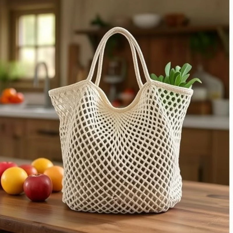 Casual large-capacity cotton thread woven bag new hollow straw bag lazy wind shoulder bag vacation beach bag women's bag