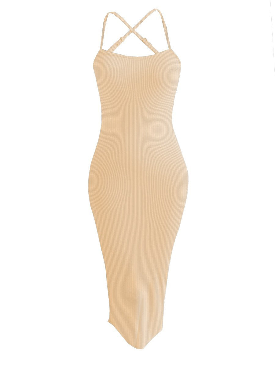 Spot sexy suspender tube top hip-wrapped dress women's Europe, America,   solid color versatile dress