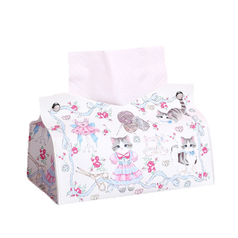 Pinxixi Hot Sale Cartoon Drawing Carton Cat Printing Tissue Box Household Multifunctional Candy Box Gift Box Waterproof