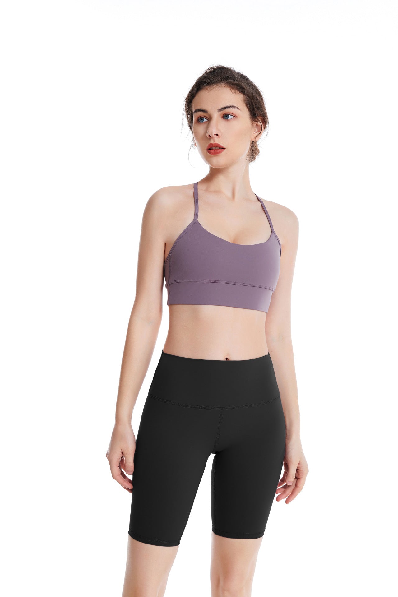 Spring and summer nude thin shoulder straps fitness bra simple beautiful back sexy cycling pants running suspenders yoga vest underwear