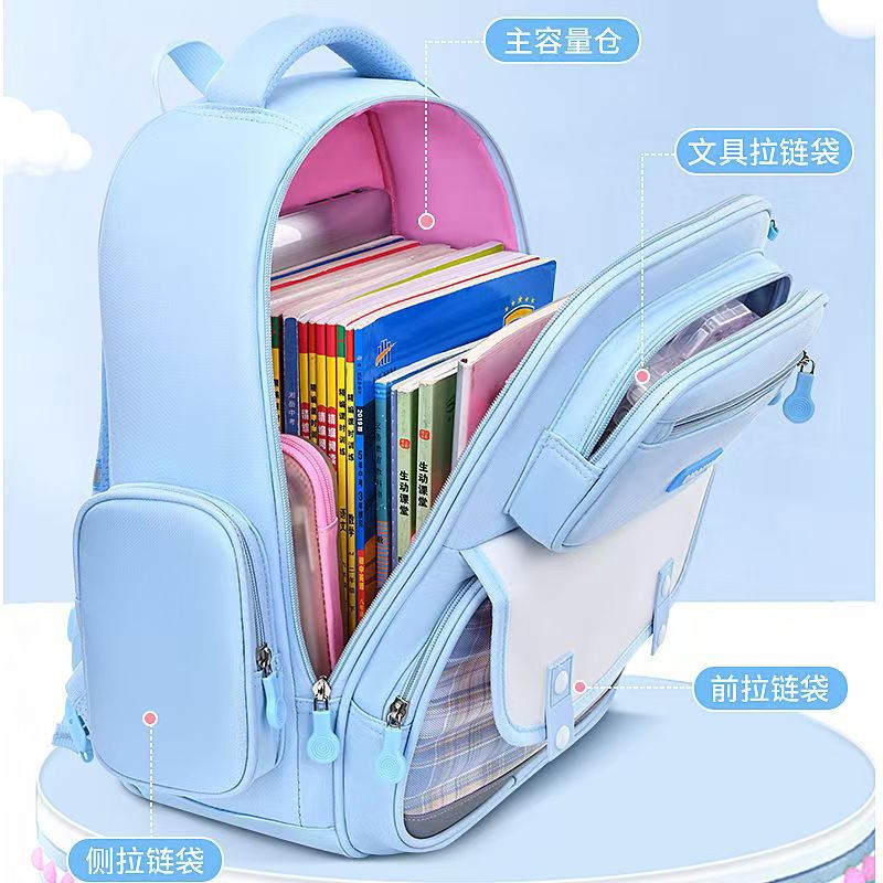 New plaid primary school bag girls 1-3-6 grade backpack girls super light wholesale large capacity