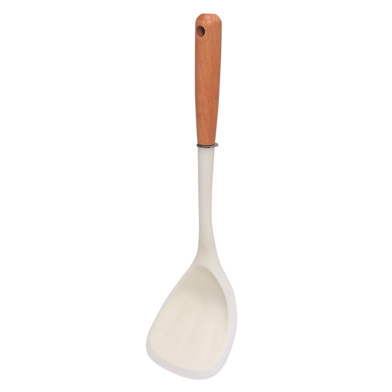 Beech handle transparent white silicone spatula food grade high temperature resistant spoon colander kitchen household cooking spatula set